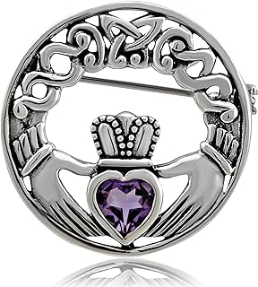 WithLoveSilver Sterling Silver 925 Charm Claddagh Celtic Iris Friendship Brooch Pin