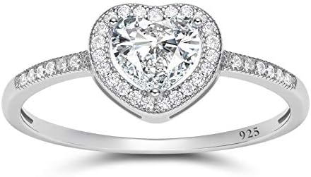 Exquisite 925 Sterling Silver Women's Engagement Ring with Elegant Halo Cubic Zirconia Wedding Band, Sizes 4-12