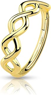 Melighting Gold Helix Earrings Twist Nose Rings Hoop 14K Solid Daith Piercing 16G Septum Rings Tragus Cartilage Earrings Clicker Piercing Jewelry