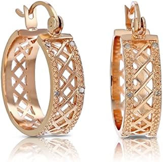 1/20 Cttw Pink Diamond Hinged Hoop Earrings in Gold Plated Brass for Women - Classic Round Design