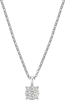 Sterling Silver Cable Chain Necklace with Lab Grown 3-Diamond Solitaire Pendant for Women, Round Design by Amazon Collection
