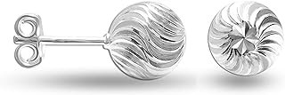 Charmsy 925 Sterling Silver Diamond-Cut Ball Post Stud Earrings for Teen Women 6 MM