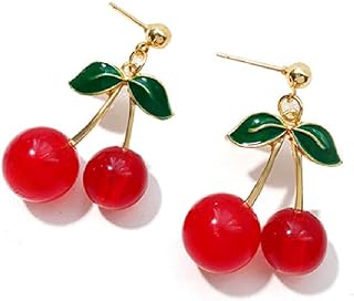 Women's Lightweight 18K Gold Plated Cherry Stud Earrings with French Wire Back Finding by KaFu Handmade