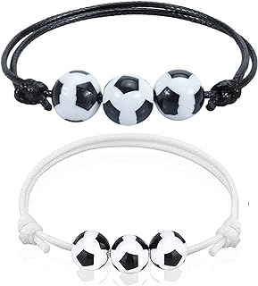 Baseball Bracelet, Basketball Charm Bracelet Soccer Beads Bracelet Adjustable Ball Sport Bracelet Baseball Cord Braided Bracelet with Charm Football Party Favors Jewelry for Team