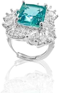 Stunning Square Shaped Sky Blue Zircon Ring Halo engagement rings for women Elegant and Timeless wedding rings for women,oval engagement ring,stainless steel wedding rings for women.