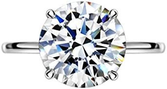 S925 4ct Round Brilliant Cut Solitaire Diamond Engagement Rings For Women Wedding Ring Sterling Silver Cubic Zirconia Promise Ring Fine Jewelry For Women