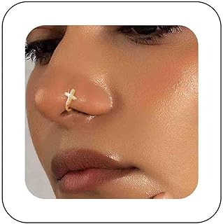 Bohemia Crystal Cross Nose Ring Gold Crystal Cz Cross Nose Cuff Cross U Shape Clip On Nose Stud Cross Fake Nose Ring Body Nose Ring Jewelry for Women and Girls