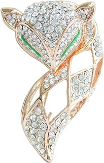 Pin Clasp Gold Fox Brooch with Austrian Crystals for Men and Women - Unique Animal Design