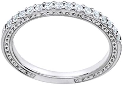 14K Rose Gold AFFY Round Cut White Diamond Vintage Engagement Ring for Her - Classy Design