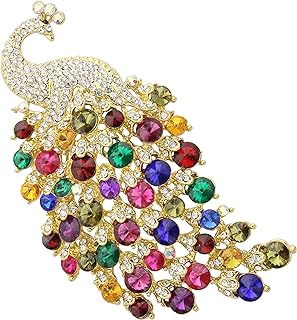 Vintage Large Peacock Animal Brooch Lapel Pin Dainty Rhinestone Brooch Bird Costume Jewelry Accessories for Scarf Corsage