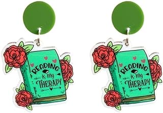 Azusa Sun Acrylic Book Flower Coffee Dangling Stud Earrings for Book Lovers Graduation Teacher's Day Appreciation Back To School Gifts for Teachers