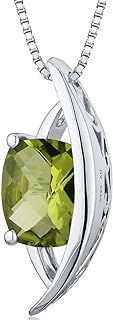 PEORA Peridot Floating Teardrop Pendant Necklace for Women 925 Sterling Silver, Natural Gemstone Birthstone, 1.50 Carats Radiant Shape with 18 inch Chain