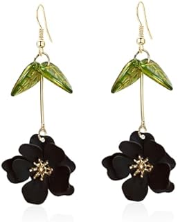 Boho Flower Dangle Earrings for Women Cute Green Leaf Earrings Fairy Statement Summer Refreshing Seaside Idyllic Holiday Earrings