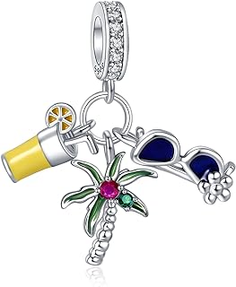 925 Sterling Silver Graduation Charm Bracelet with Cubic Zirconia for Women, featuring Dolphin, Starfish, Turtle, Fish Shapes and Ocean-Themed Design