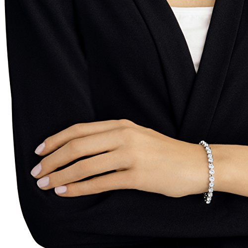 Tennis Bracelet and Earring Jewelry Collection, Rhodium Finish, Clear Crystals