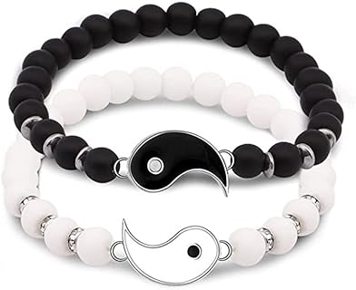Spring Ring Clasp Yin Yang Bead Bracelet with Box and Bead Chain, Perfect for Men and Women, Adjustable Natural Stone Bead Design