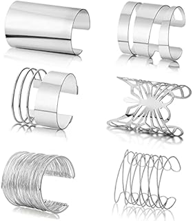 TOBENY 6PCS Cuff Bangle Bracelets for Women Teen Girls Wrist Cuff Wrap Bracelets Gold Silver Plated Open Wide Wire Bracelets Fashion Jewelry