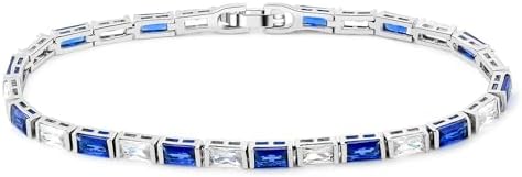 14K Gold Plated CZ Tennis Bracelet For Women and Men Classic Sapphire Emerald-cut Simulated Diamond Bracelet