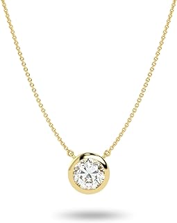 IGI Certified White Gold Diamond Solitaire Pendant Necklace with Lobster Clasp and Cable Chain for Women, Round Design