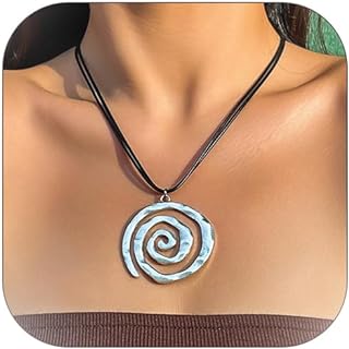 High-Quality Zinc Alloy Silver Spiral Pendant Necklace for Men and Women - Adjustable, Lightweight & Versatile Design for Beach Adventures and Daily Wear