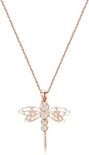 Women's Rhinestone Dragonfly Pendant Necklace with Cable Chain - Nature-Inspired Copper Insect Jewelry Gift