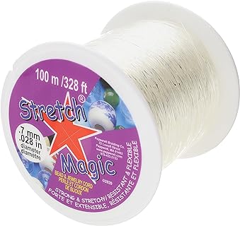 Stretch Magic Polyurethane Beading Elastic for Bracelets in Clear Color with Braided Design - Robust, Stretchy and Easy to Knot Jewelry Cord
