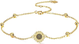 14K Solid Yellow Gold Sunflower Stud Earrings for Women, Hypoallergenic Delicate Jewelry Gift for Her, 'You Are My Sunshine' Design