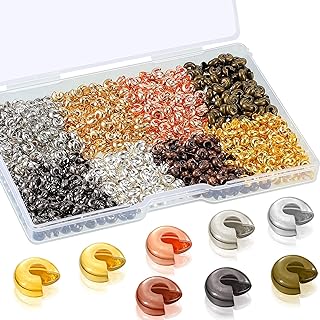 '800-Piece Multicolor Crimp Bead Bracelet Covers in Mixed Metals with Open Design for DIY Jewelry Makers - Semicircular 3.0mm Beads by Hicarer'