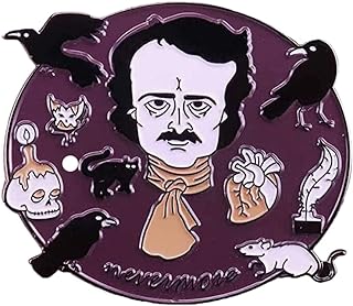 Edgar Allan Poe and Raven Enamel Pin, Horror, Gothic, Badge Gothic Punk Brooch Gift,Metal Pin Badge,Gothic Enamel Brooch Pin Clothing Accessories
