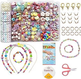 Wtong for Kids and Adults - Colorful Alphabet & Smiley Face Acrylic Bead Set in Color#6 for DIY Necklace and Bracelet Crafts with Flower Design