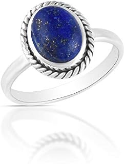 Natural Gemstone Rope design 925 Sterling Silver Statement Ring Anniversary Jewelry Gift for Women Labradorite/Sunstone/Onyx/Lapis Lazuli/Tiger Eye
