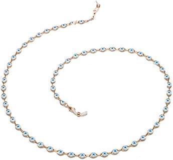 N/Q Colorful Evil Eye Crystal Beads Chain Sunglass Lanyard Holder Necklace Adjustable Eyeglass Strap for Women Men Jewelry