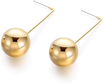 Stylish Goldstone Ball Drop Earrings Featuring Push Back Design, Ideal for Women Enjoying Geometric Elegance