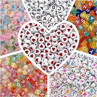 Agrifilm's Round Acrylic Alphabet Bead Kit in Assorted Colors for Necklace and Bracelet Making Supplies