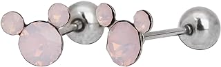 Mickey mouse stud earrings piercing 20G tiny CZstud piercing earring screw back ball