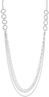 Noessla Layered Long Necklaces for Women Crystal Beaded Statement Necklace Sweater Silver Chain with Gifts Box Jewelry
