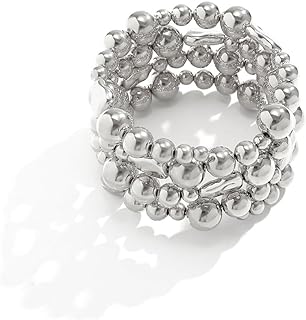 COLORFUL BLING Retro Twist Irregular Beaded Spiral Coil Upper Arm Cuff Open Arm Bracelet Armlet Adjustable Pearl Wrap Armband Bangle for Women