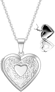 Jude Jewelers Stainless Steel Heart Shaped Floral Pattern Locket Style Cocktail Party Statement Pendant Necklace