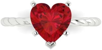 Clara Pucci 2ct Heart-Shaped Ruby Engagement Ring in 14k Rose Gold, Size 3.5