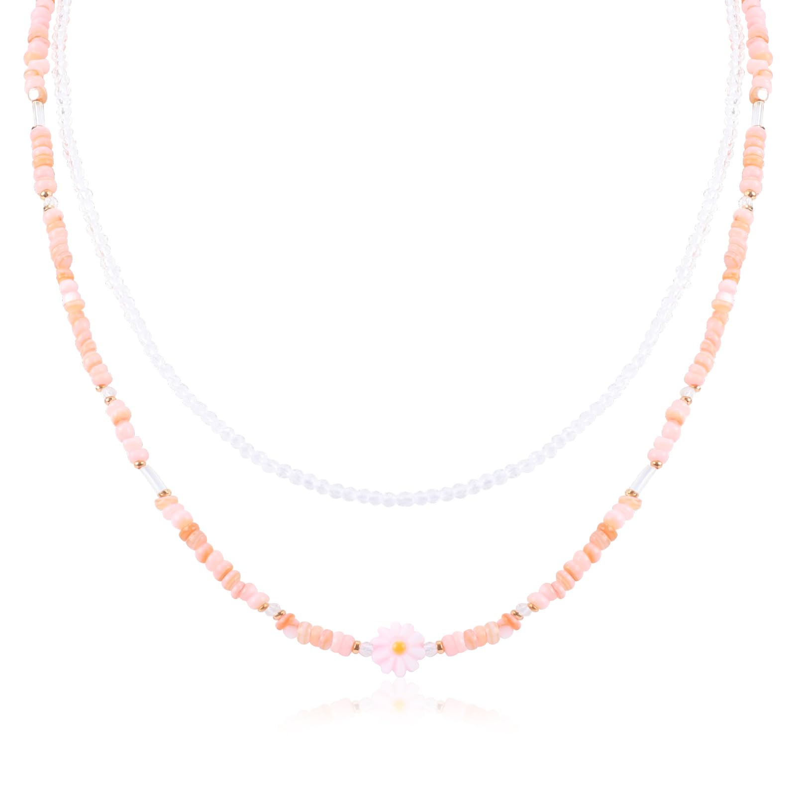 Bohemian Beaded Necklace for Women Girls Multilayered Strand Choker Necklace with Pendant Colorful Boho Stone Glass Beads Statement Necklace Jewelry Gifts