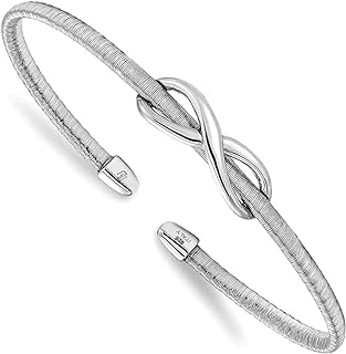 Diamond2Deal Textured Infinity Cuff Bangle in 925 Sterling Silver for Women, USA-Crafted