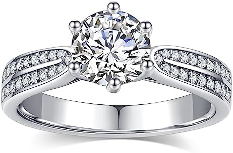 Moissanite Engagement Ring 1CT/2CT D Colour Excellent Round Cut Moissanite Rings Sterling Silver Promise Anniversary Ring for Women