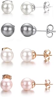 Vissen Boucles d'oreilles Femme Multicolores avec Perles de Culture Plaquées Or, Taille 8mm, Kit Chic et Élégant. Idéales pour Cadeau d'Anniversaire, Noël, ou Mariage