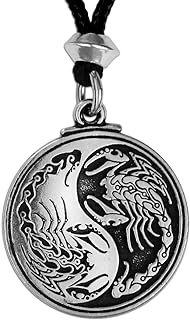 Pewter Scorpion Yin Yang Symbol Pendant Necklace