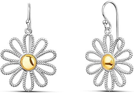 Milla Boho Heart-Dangle Earrings with French Wire Back Finding in Sterling Silver on Brass Base