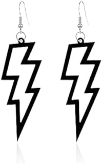 80s 90s Punk Neon Lightning Bolt Dangle Earrings with French Wire Back Finding - Acrylic Stainless Steel Women's Jewelry