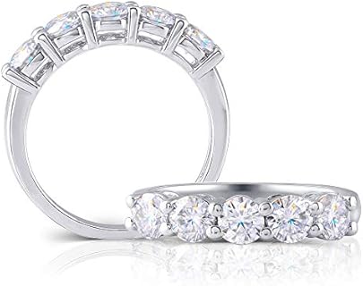 DovEggs Moissanite Wedding Band for Women,Half Eternity Wedding Rings, 1.25 CTW GHI Color Lab Grown Diamond 14K Gold QUALITY Sterling Silver Half Eternity Stackable Engagement Ring Anniversary