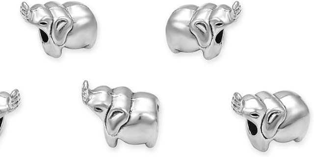 Adabele's Antique Silver Elephant Beads - Symbol of Luck & Prosperity for Jewelry Making, Fits Bracelets, Earrings, Necklaces & Anklets, Large Hole Design, Pack of 20