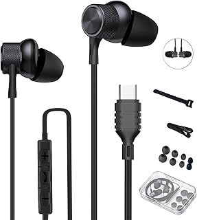 ZXQ C5 USB-C In-Ear Kopfhörer mit 10mm dynamischen Treibern und Geräuschabschirmung, inklusive In-Line Steuerung und Mikrofon. Perfekt für Samsung Galaxy, iPhone und Büro-Meetings