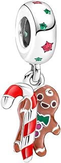 Feitery Christmas Gingerbread Man Charms Compatible for Pandora Bracelets and Necklaces Summer Jewelry Women's Bead Charms 925 Sterling Silver Dangle,Christmas Gift